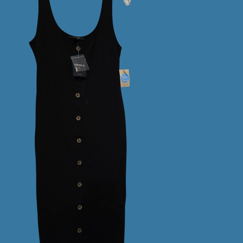 Forever 21 Black Button-Down Midi Dress